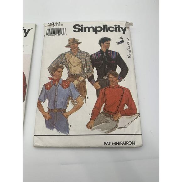 Vintage Lot Of 2 Simplicity Western Shirts Sewing Patterns 8441 And 8607 (1993) - Picture 2 of 5